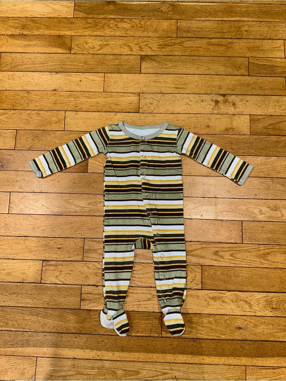 Baby Unisex L’ovedbaby long sleeve striped footies pajama onesie